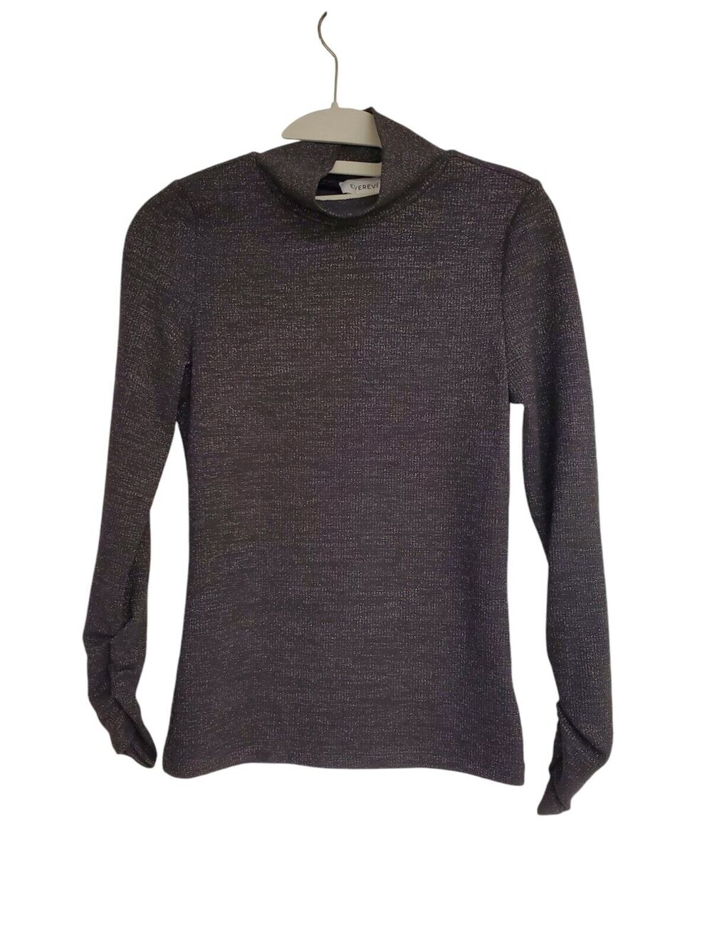 Women's Evereve Black Shimmer Turtle Neck Knit Top | Size XS